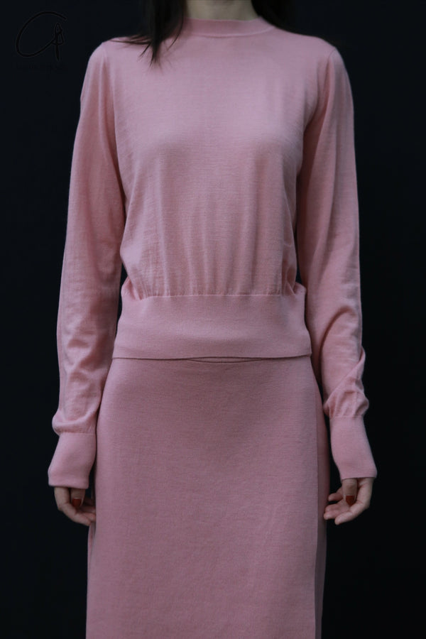 SWAYING 24 Autumn and Winter Thin Cashmere Base Long Sleeve Top SW-SW24AW1T25-FEN Pink